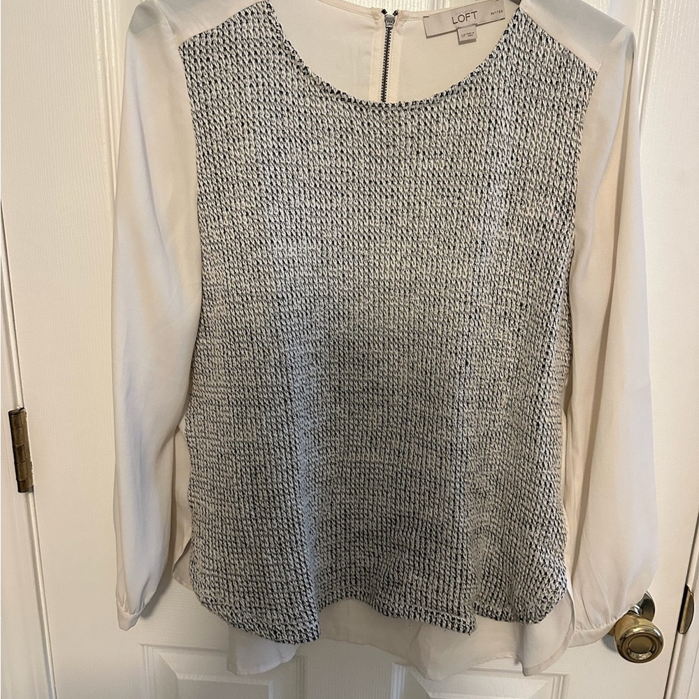 LOFT Ivory and Black Knit Top